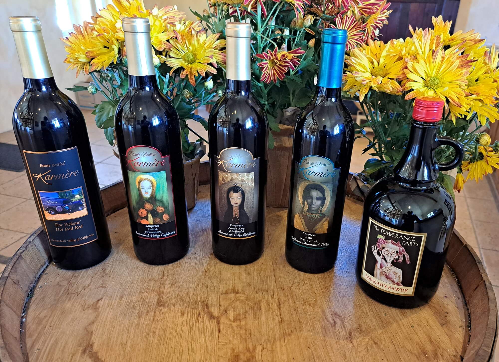 Lineup of red wines