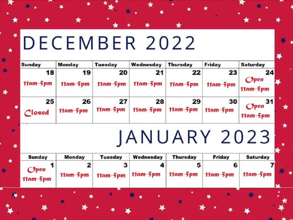 December 2022 to January 2023 Calendar
